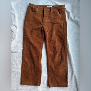 Fidelity Denim Taylor High Rise Wide Leg Corduroy Pants Honey Brown 28